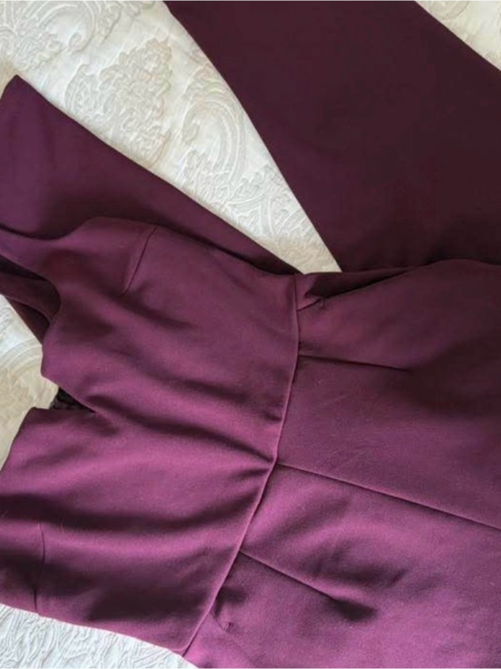 Dynamite Sleeveless Straight Leg Jumpsuit in Deep Cranberry / V-Wire Neckline - Picture 2 of 4